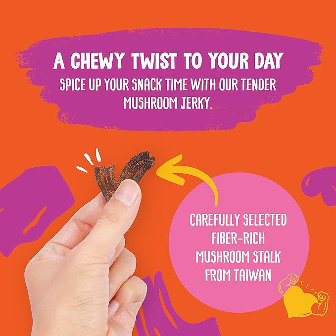 The Daily Good Mushroom Jerky - 3-Pack Snacks, Yummy High-Fiber Mushroom Snack, Meatless &