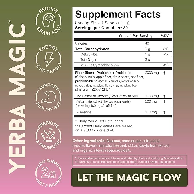 Yerba Magic - Yerba Mate Instant Tea Powder, 3-in-1 Super Drink - Clean Energy, Brain Fog Buster
