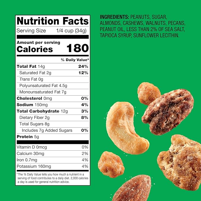 Emerald Salty Sweet Mixed Nuts (1-Pack) | 36oz Resealable Bulk Bag | Features Glazed Peanuts