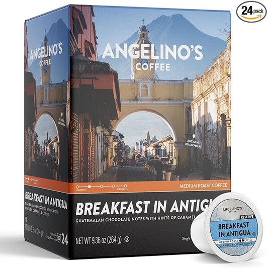 Angelino's Coffee Breakfast in Antigua Coffee Pods - Breakfast Blend Coffee K Cups Compatible