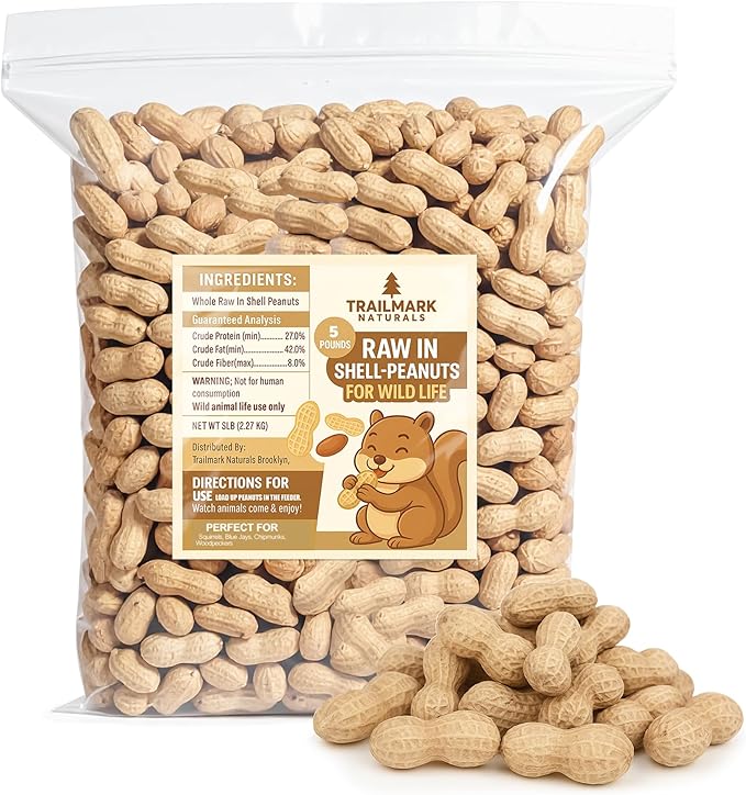 5 LB - Raw Peanuts For Squirrels, Raw In Shell Peanuts For Birds and Wildlife- Squirrel Food, Wild
