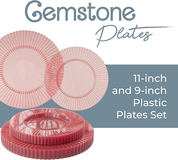 Exquisite 40 Piece Plastic Disposable Plates Set For 20 Guests I 20 X 9 Inch & 20 X 11 Inch