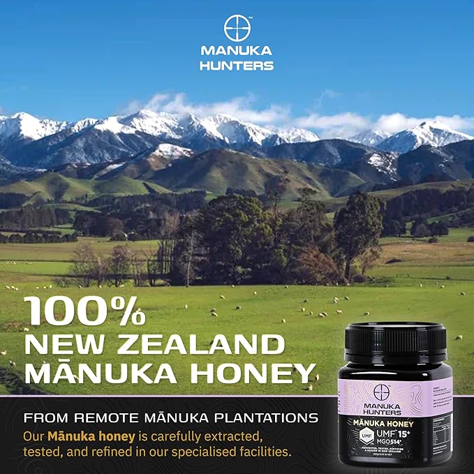 Manuka Hunters UMF 15+/MGO 514+ Certified New Zealand Manuka Honey - 100% Pure Natural Sweetener