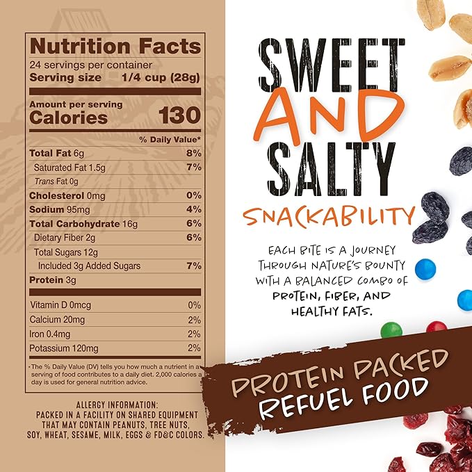 Natural Cravings 24oz Trail Mix Bulk Family Size Bag - Nuts & Chocolate Dried Fruit Mix & Nuts Mix