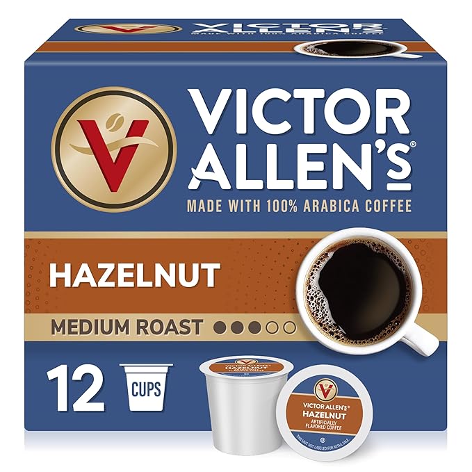Victor Allen's Coffee Hazelnut Flavored, Medium Roast, 12 Count, Single Serve Coffee Pods for