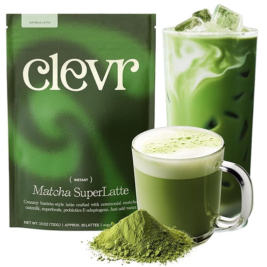 Clevr Blends Organic Matcha Green Tea Latte, Instant Ceremonial Grade, Superfood Powder Blend with