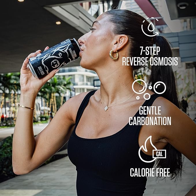 NDO H2O Premium Purified Water Case - 12 Pack (16 fl oz, Sparkling) | Reverse Osmosis Canned Water