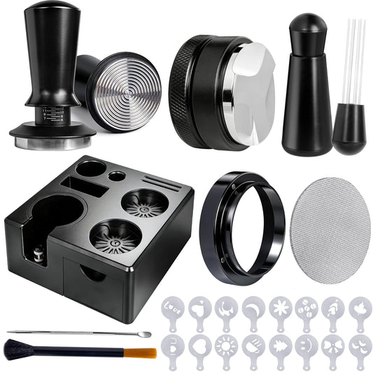 Aollewoiti 9 PCS 51mm Espresso Accessories Kit with Tamper Station
