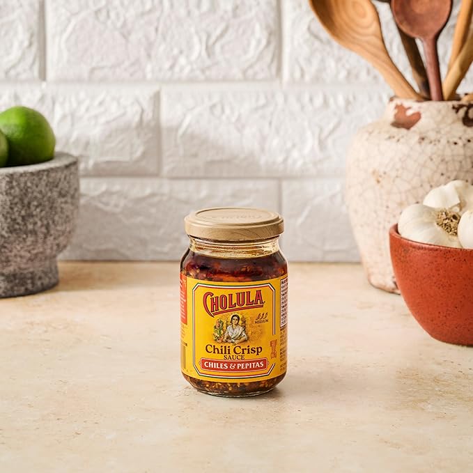 Cholula Chili Crisp Sauce, Chiles & Pepitas, Crunchy Topping for Tacos, Tostadas, Eggs, Pizza and More, 8 oz
