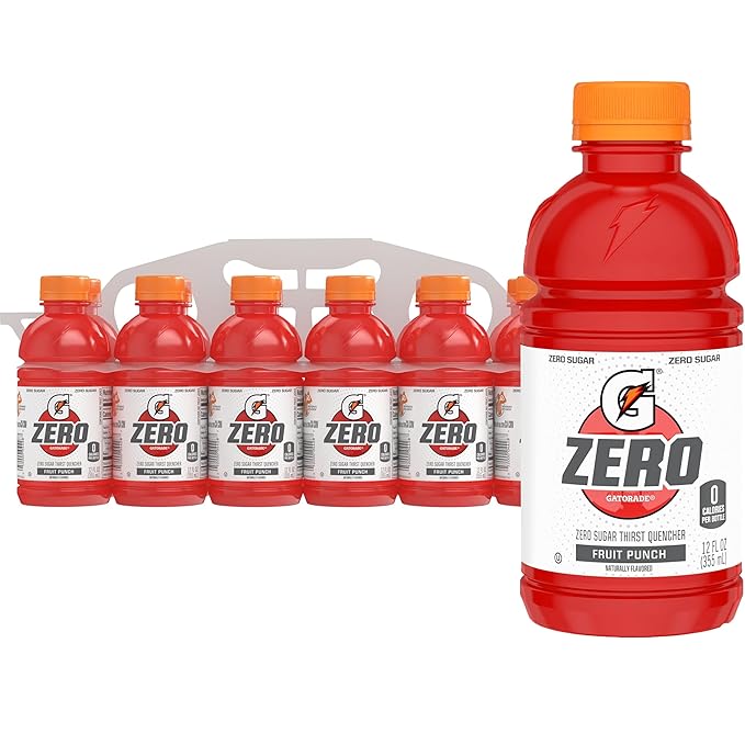 Gatorade Thirst Quencher Zero Sugar Sports Drink, Fruit Punch, 12oz Bottles, 12 Pack, Electrolytes