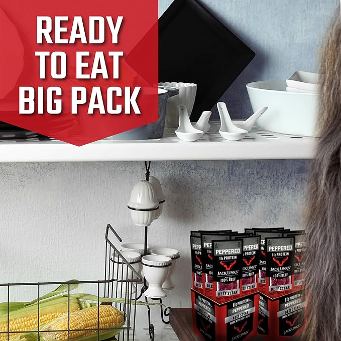 Jack Link's Beef Steak, Peppered - Protein Snacks, Meat Snack with 11g of Protein, Made with 100%