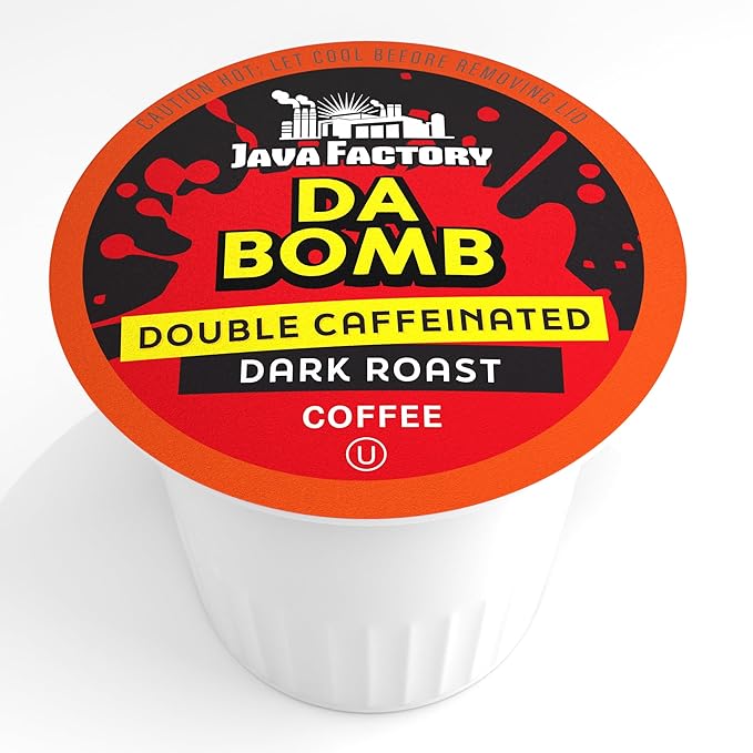 Java Factory Coffee Pods High Caffeine Coffee Compatible with K Cup Brewers Including 2.0, Da Bomb
