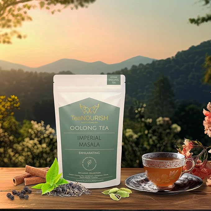 TeaNOURISH Imperial Masala Oolong Tea | Assam Loose Leaf | Floral Aroma & Flavor | Blend of