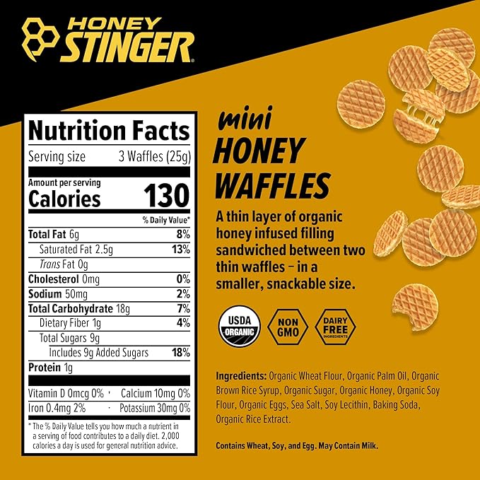 Honey Stinger Organic Mini Honey Waffles, Energy Stroopwafel for Exercise, Endurance and