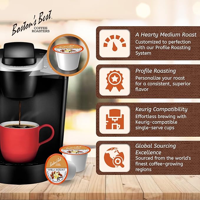 Boston’s Best - Vanilla Hazelnut Delicious Medium Roast Coffee, Flavored Gourmet Compatible with
