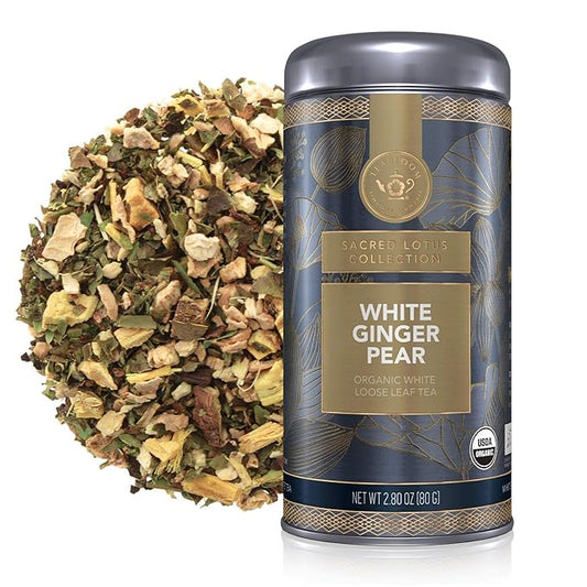 Teabloom Organic White Tea, White Ginger Pear Loose Leaf Tea, Distinctive and Delicate White Tea