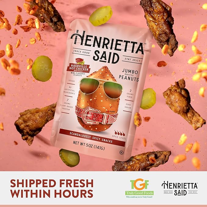 Henrietta Said Wing-Flavored Peanuts - Truly Good Foods Snacking Nuts - Bold Flavors - Savory &