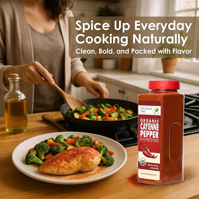 Organic Cayenne Pepper Powder 16.60 oz - Ground Red Chili for Cooking, Spices & Seasoning - Cayenne