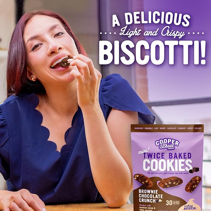 COOPER STREET Twice Baked Brownie Chocolate Biscotti Cookies - Crispy Mini Biscotti Cookies Ideal