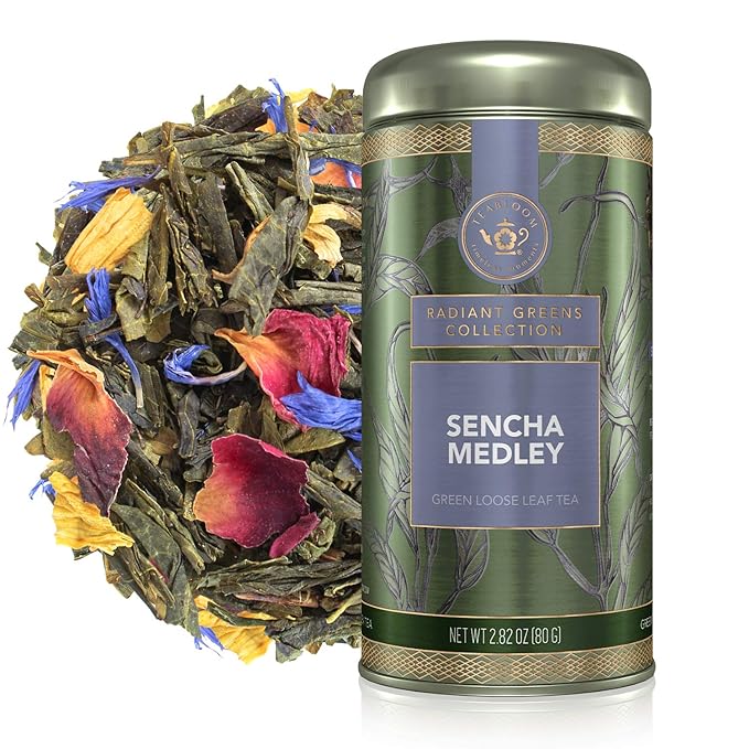 Teabloom Green Tea, Sencha Medley Loose Leaf Tea, Fresh and Floral, Purest Quality Green Tea Leaves