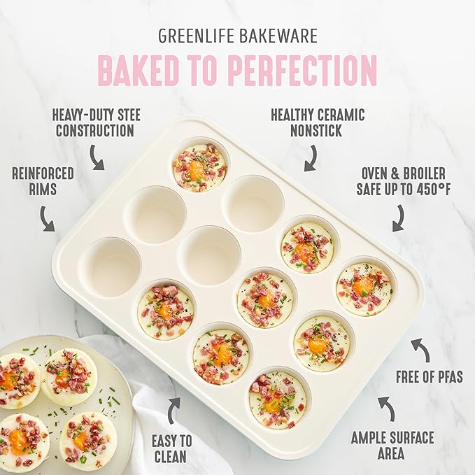 GreenLife 6 Piece Nonstick Bakeware Set, Non-Toxic PFAS-Free Ceramic Oven Pans, Dishwasher & Oven