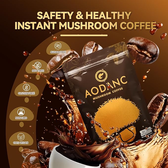 Mushroom Coffee is Produced in a US FDA-Registered Factory Mushroom Blend Instant Coffee for Energy