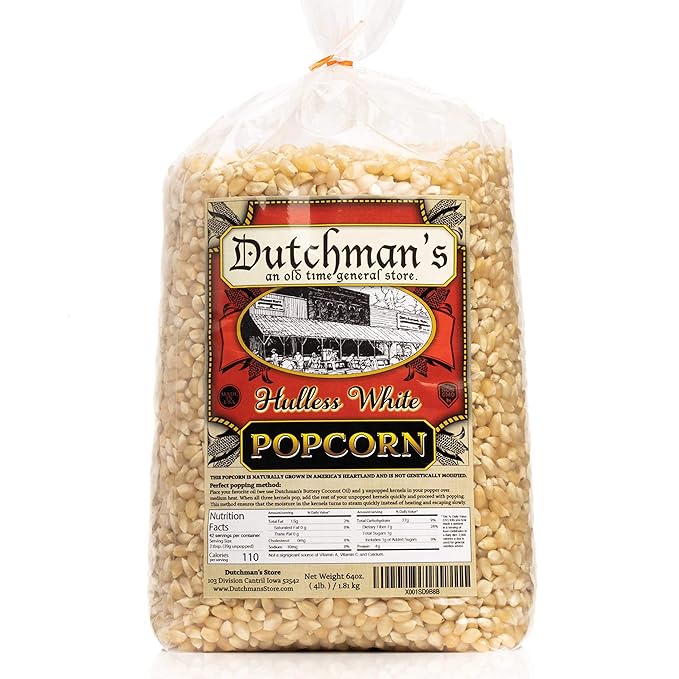Dutchman's White Popcorn: Medium Popcorn Kernels for Popping in Microwave, Stovetop - Non GMO and