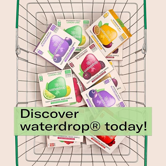 Waterdrop Hydration Cubes with Vitamin C, B Vitamins and Electrolytes, 4 Flavor Electrolyte Variety