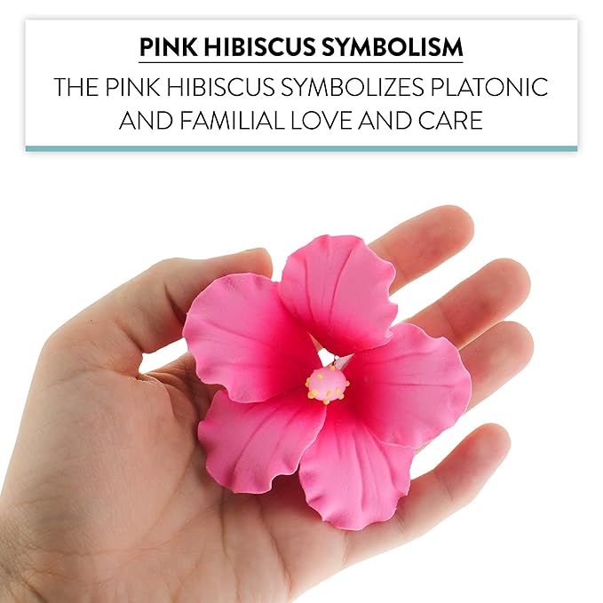 Global Sugar Art Hibiscus Sugar Cake Flowers, Hot Pink, Large, Hawaiian Cake Flower Large 3 Count