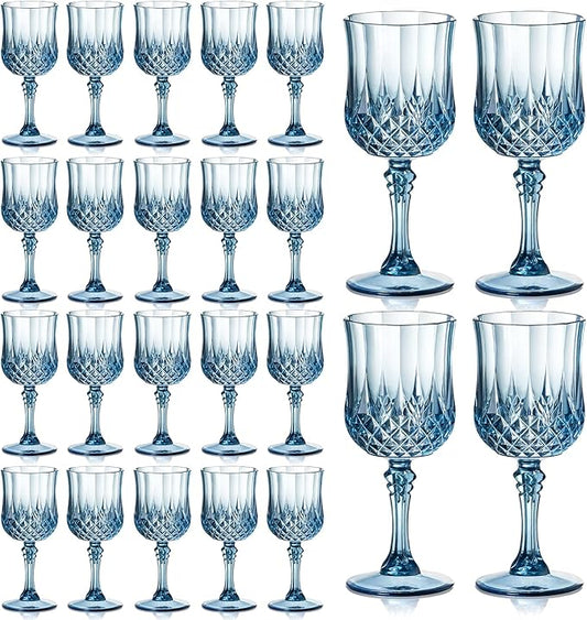 XUWAIDSGN 24 Pcs 7oz Plastic Vintage Wine Glasses Drinking Glasses Unbreakable Wedding Glassware