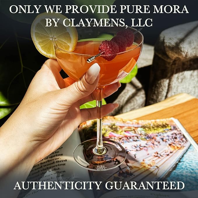 PURE MORA The Lyra Coupe Glass Set of 4, 7oz Handblown Premium Crystal Classic Cocktail Glasses for
