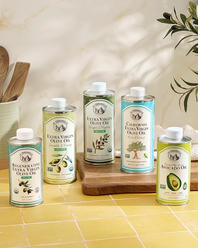 La Tourangelle Regenerative Organic Extra Virgin Olive Oil, Cold-Pressed High Antioxidant Olives