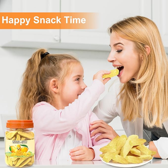 5 Oz Premium Freeze-Dried Mango Sliced, Freeze Dried Fruit Mangoes, Crunchy Natural Snack with Low