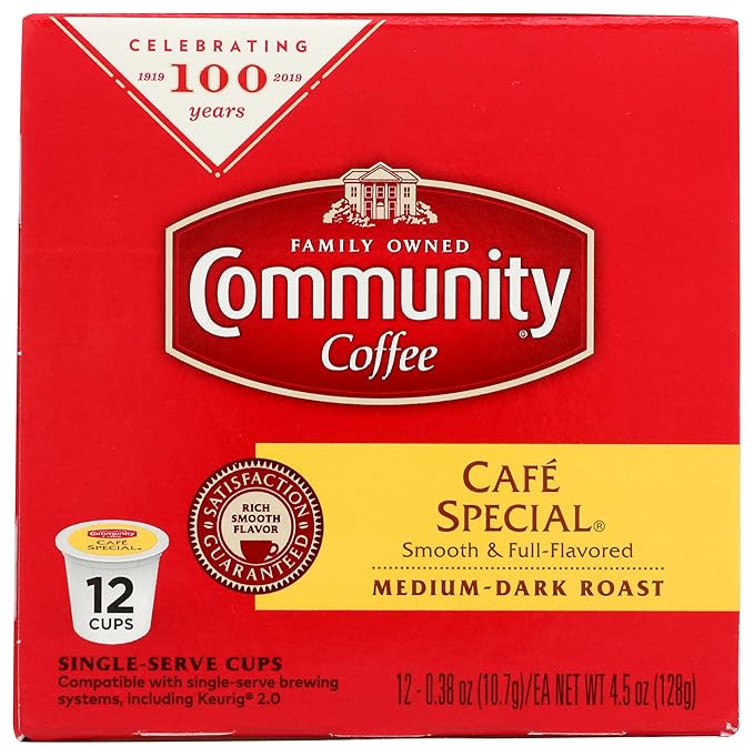 Community Coffee Cafe Special, 12 Count Single Serve Coffee Pods, Medium Dark Roast, Compatible