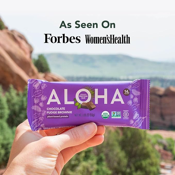 ALOHA Organic Plant-Based Protein Bars | Chocolate Fudge Brownie | Vegan, Gluten-Free, Paleo