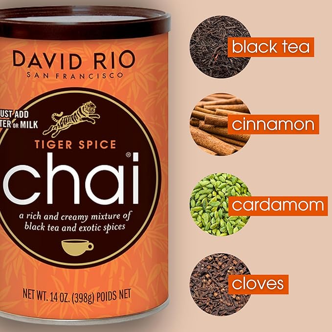 Tiger Spice Chai Tea Latte Mix, 64 Oz, Black Tea, Organic Spices, Dairy Free, Serve Hot or Cold