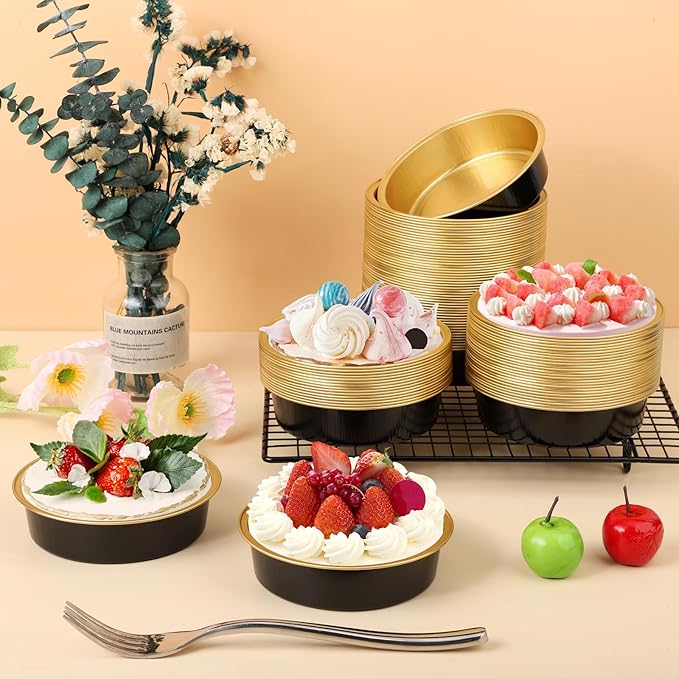Beasea Aluminum Ramekins 200 Pack, 4" 7.3oz 215ml Disposable Baking Foil Cups Mini Ramekin Cup No