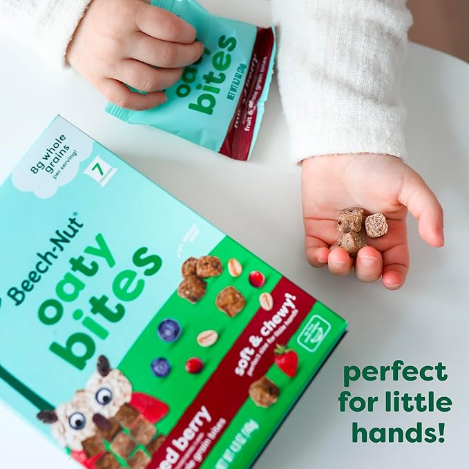 Beech-Nut Toddler Snacks, Oaty Bites with Fruit & Whole Grains, Mixed Berry Toddler Snack Bites for