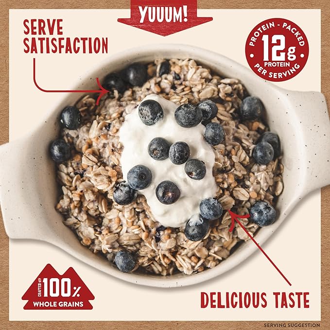 Kodiak Instant Oatmeal Packets, Blueberries & Cream, High Protein, 100% Whole Grains, 6 boxes with