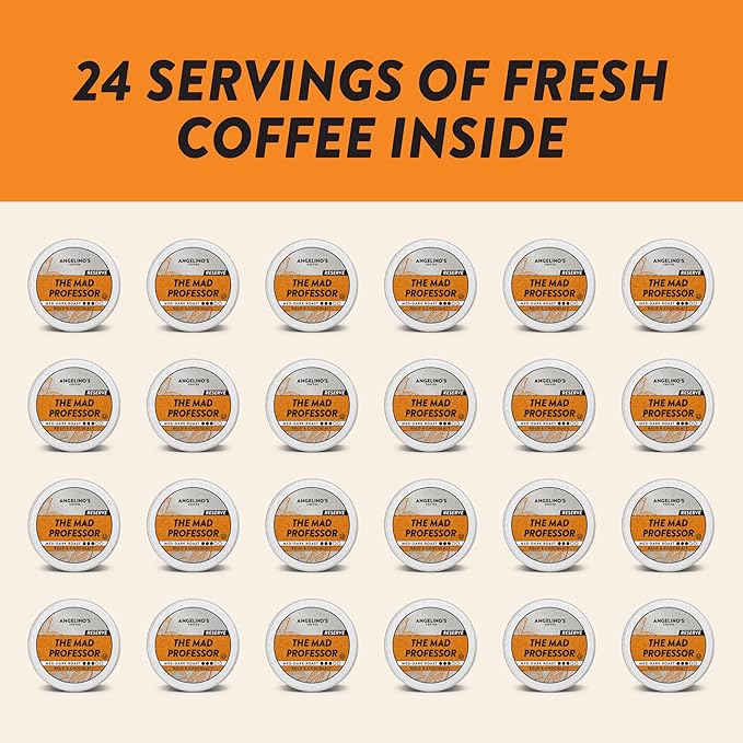 Angelino's Coffee Mad Professor Coffee Pods - Major Colombian Blend, Medium to Dark Roast coffee K