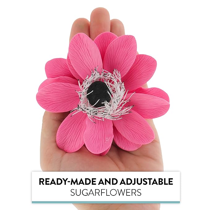 Global Sugar Art Double Anemone Sugar Cake Flowers Pink, 3 Count by Chef Alan Tetreault