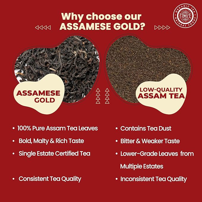 Pride of India | Assamese Gold English Breakfast Blend | 15 Predium Pyramid Full Leaf Individually