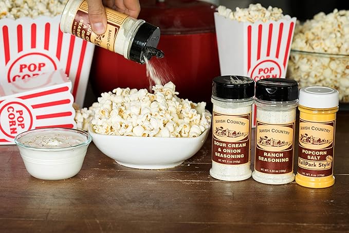 Amish Country Popcorn | Seasoning Variety Pack | Ballpark Style ButterSalt - 5.5 oz, Ranch - 5.5 oz