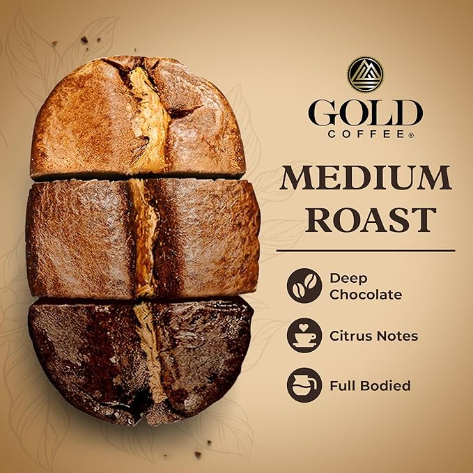 Gold Coffee | Blue Mountain Premium Blend, Medium Roast, Ground | 100% Arabica Coffee, 1 lb.