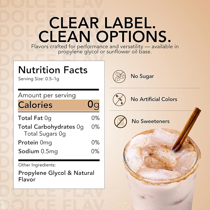 Dolce Flav Natural Horchata Extract, Water Soluble ??2 oz | Authentic Cinnamon Rice Flavoring for