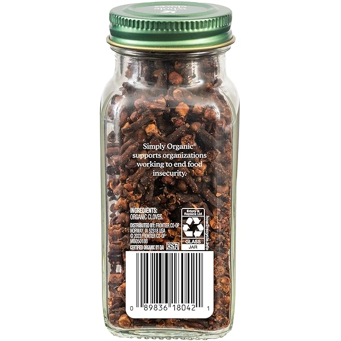 Simply Organic Whole Cloves, 2.05 Ounce Jar, Hand-Selected, Intensely Aromatic & Richly Flavored
