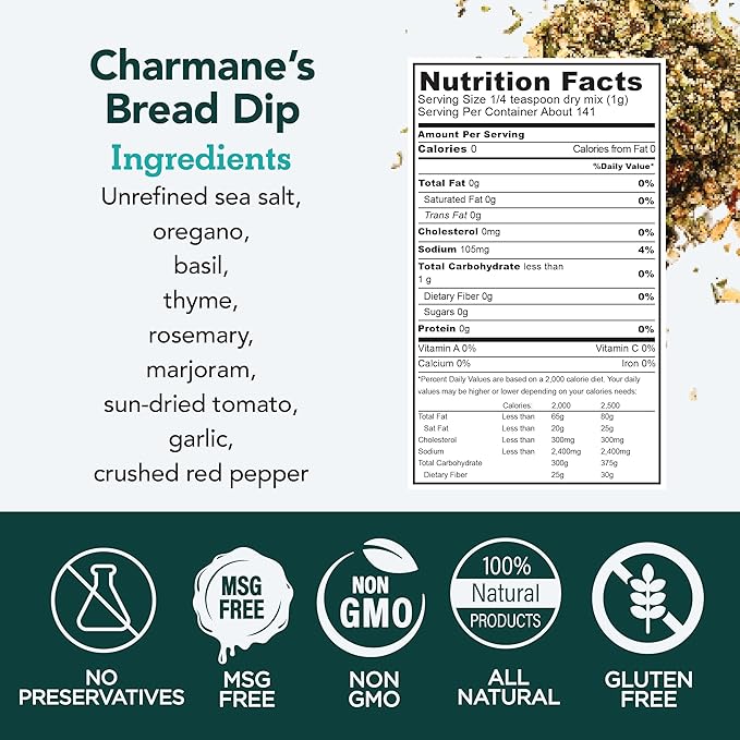 s.a.l.t sisters Charmane's Bread Dip - Value Size Bold Italian Herb & Spice Blend for Extra Virgin