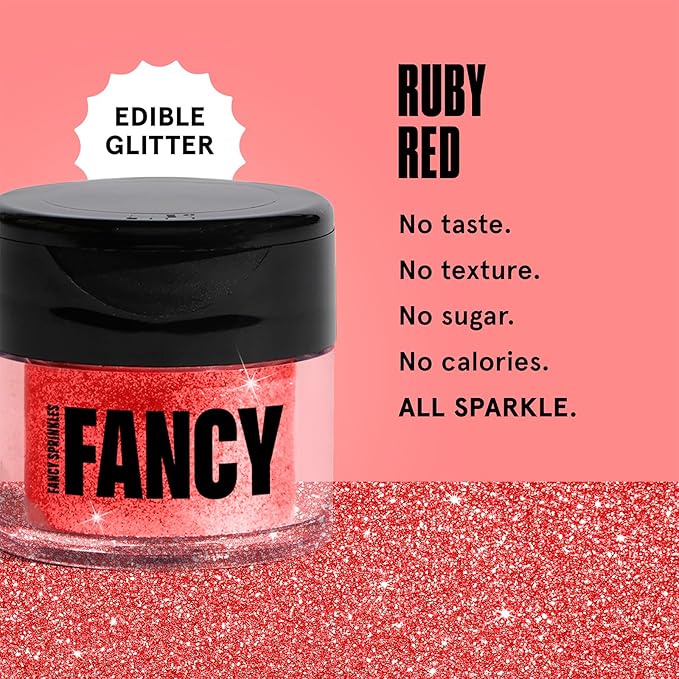 Fancy Sprinkles Ruby Red Premium Edible Glitter, 100% Edible Glitter for Sparkling Food & Drinks No