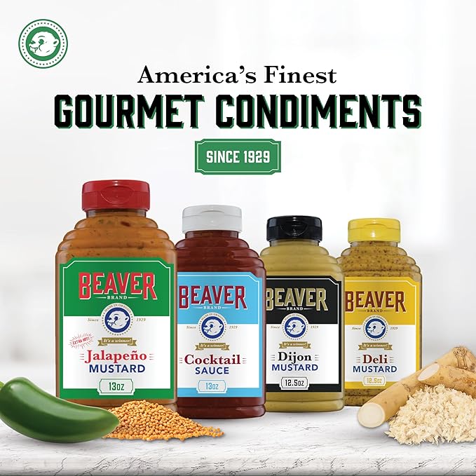 Beaver Extra Hot Jalapeno Mustard, 13 oz squeeze bottle