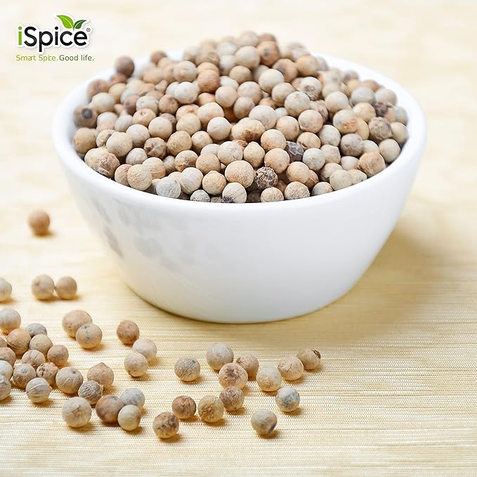 iSpice Whole White Peppers Spices and Seasonings for Cooking, 7.3Ounce White Peppercorns Seasoning